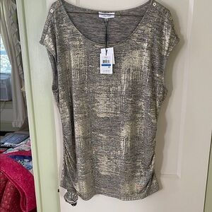 Calvin Klein Women's Shimmering Blouse - Metallic Gold